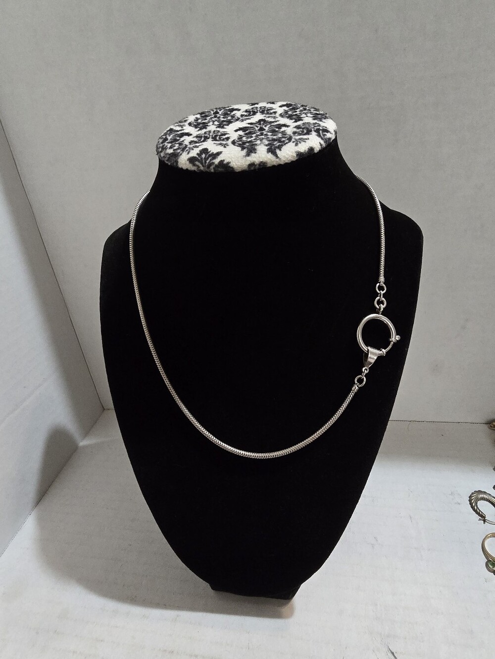 Vintage Sterling Silver Large Spring Ring Clasp Snake Chain 18 Inch